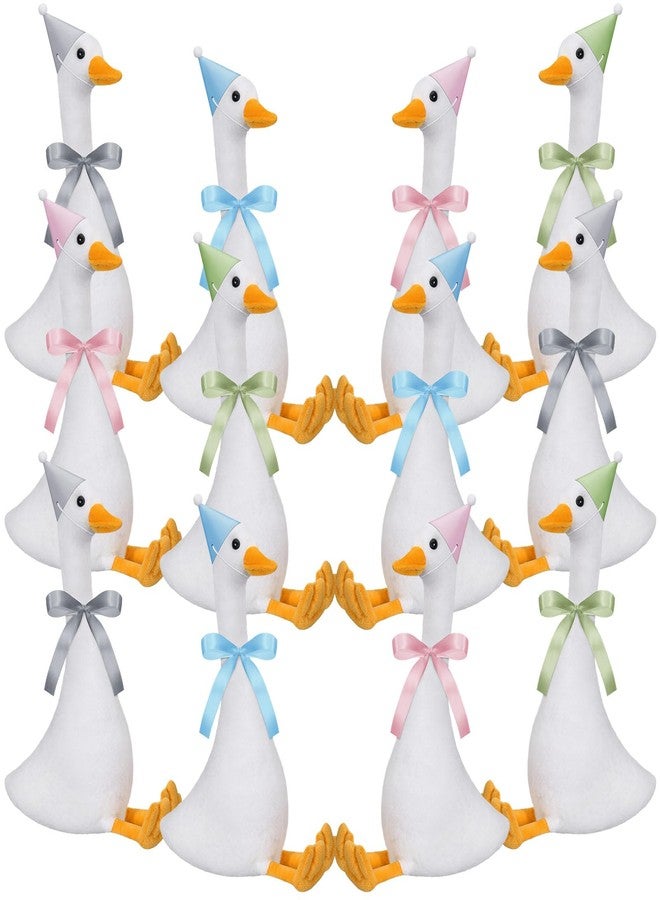 Blueweenly 12 Sets 11.8 Inch Silly Goose Birthday Decor Girl Boy 1st Adopt a Goose Party Favor Gift Plush Stuffed Animal with Mini Party Hat and Ribbon for Christmas Birthday Gift(Cuddly Style) - Image 1